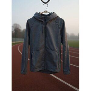 Womens Size S Lightweight Gray Full-Zip Hooded Jacket With Pockets